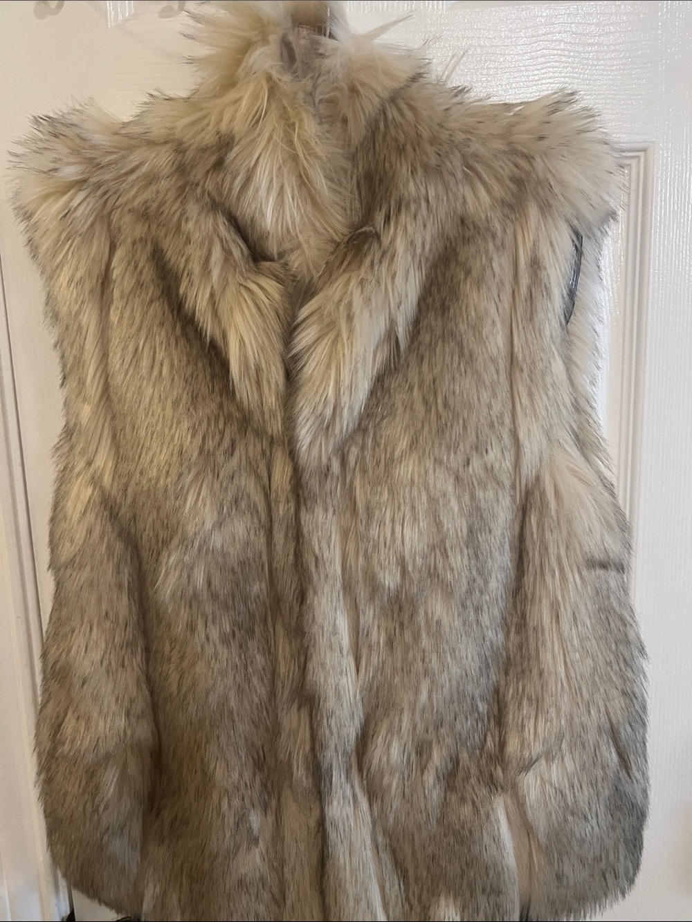 Topshop Faux Fur Vest in Taupe Mix